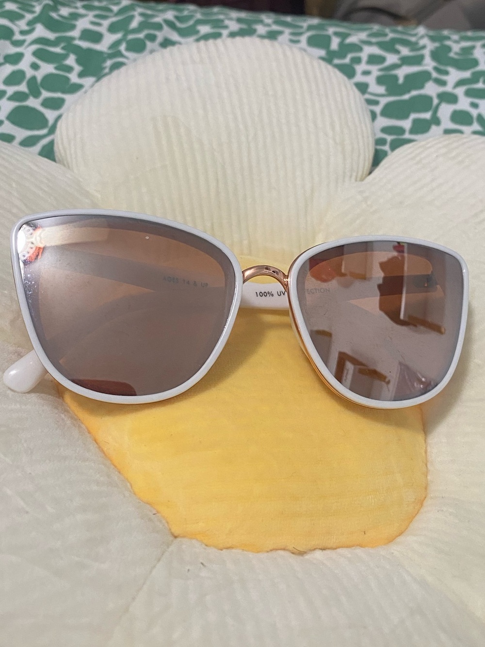 Francesca's Collections White Cat-Eye Sunglasses with Brown Lenses